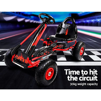 Rigo Kids Pedal Go Kart Ride On Toys Racing Car Rubber Tyre Red - Mekamart Australia