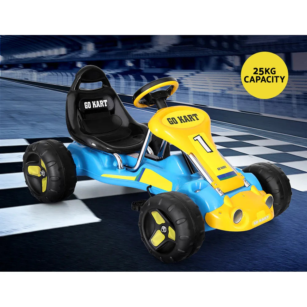 Rigo Kids Pedal Go Kart Ride On Toys Racing Car Plastic Tyre Blue - Mekamart Australia