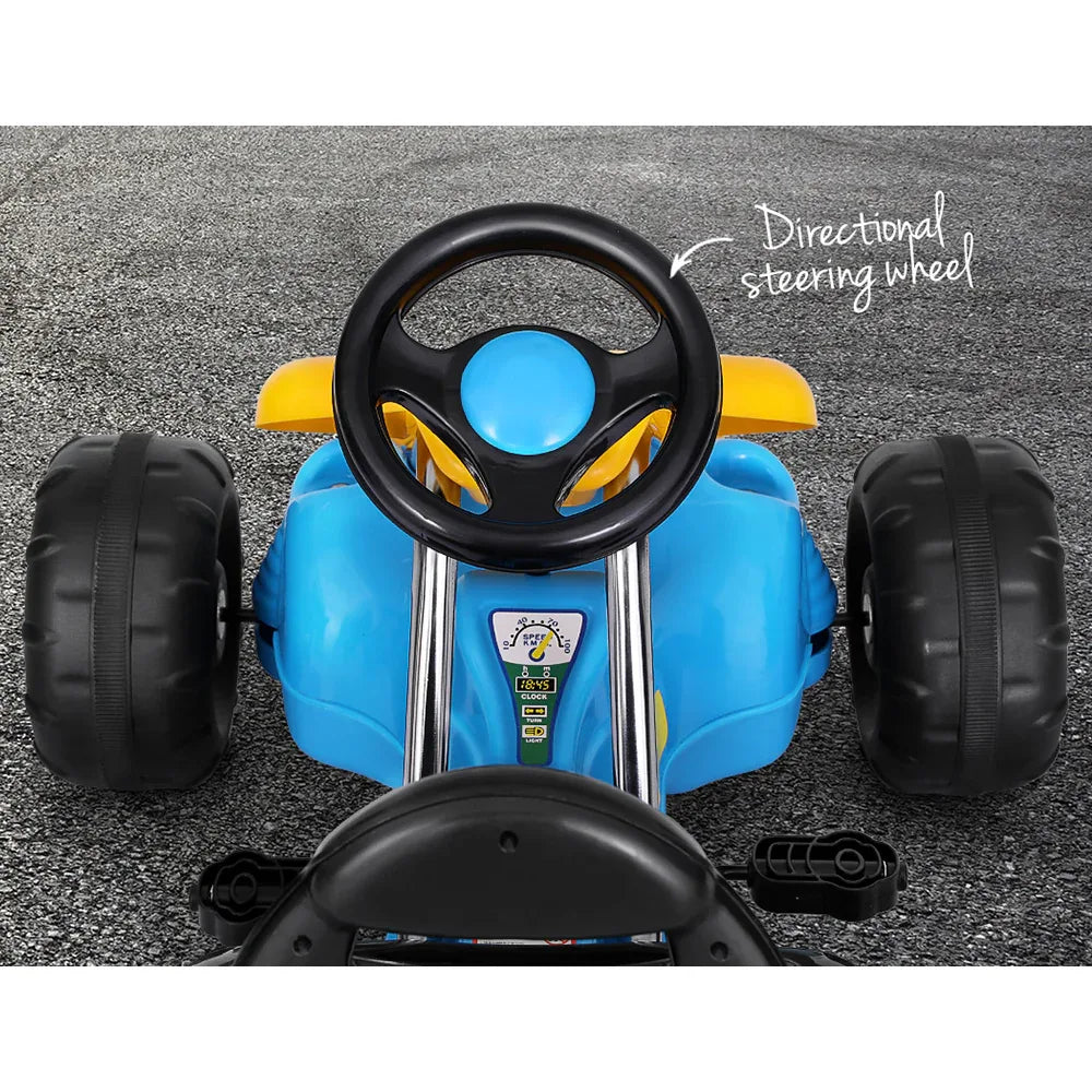 Rigo Kids Pedal Go Kart Ride On Toys Racing Car Plastic Tyre Blue - Mekamart Australia