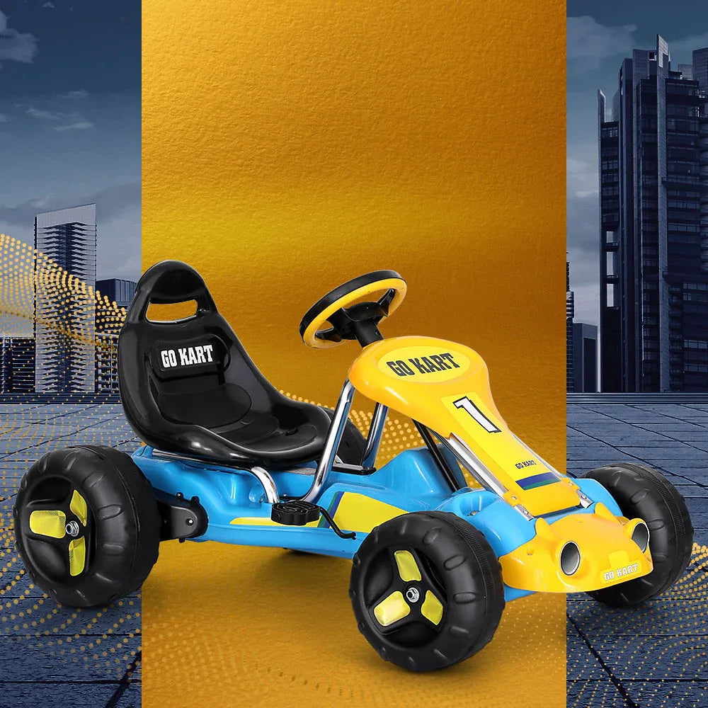 Rigo Kids Pedal Go Kart Ride On Toys Racing Car Plastic Tyre Blue - Mekamart Australia