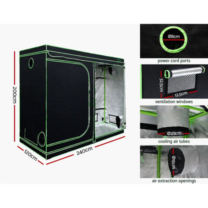 Green Fingers Grow Tent Light Kit 240x120x200CM 2200W LED Full Spectrum - Mekamart Australia