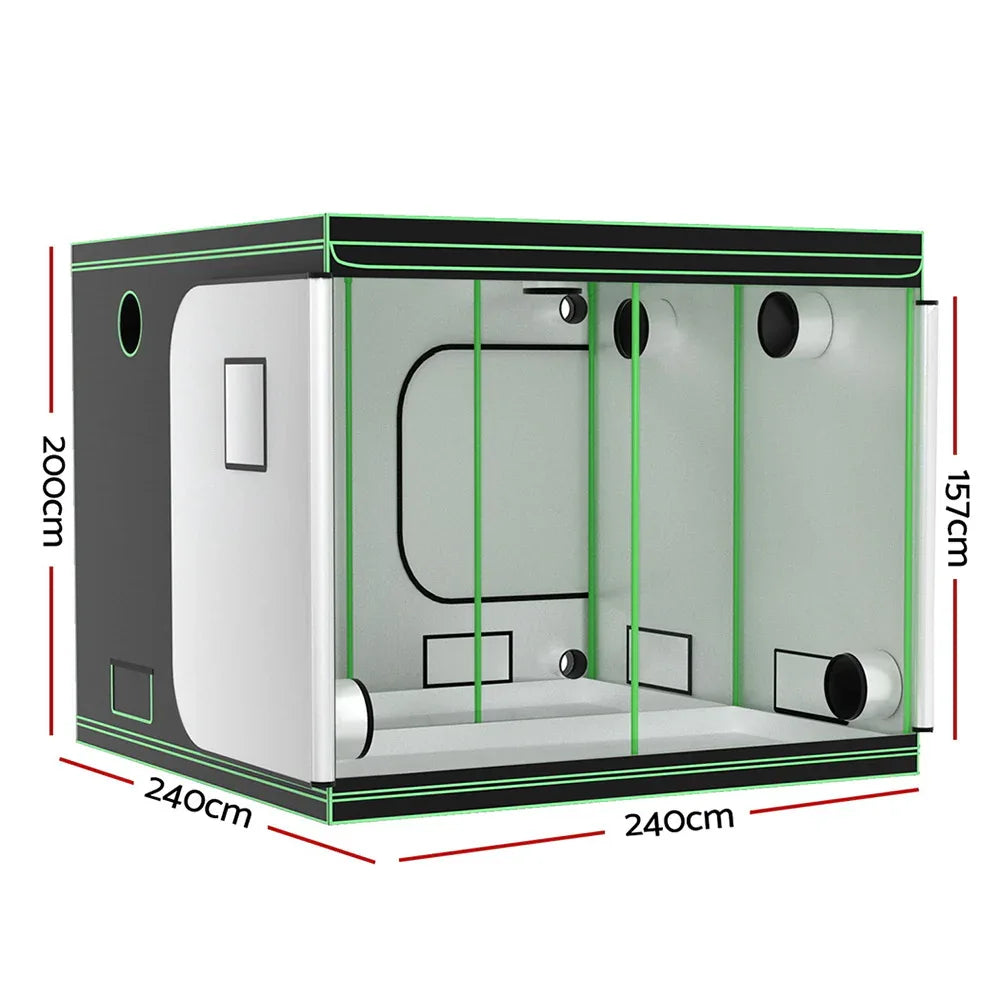 Green Fingers Grow Tent Kits 240x240x200cm Hydroponics Indoor Grow System Black - Mekamart Australia