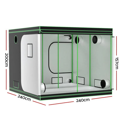 Green Fingers Grow Tent Kits 240x240x200cm Hydroponics Indoor Grow System Black - Mekamart Australia
