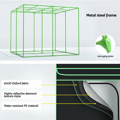 Green Fingers Grow Tent Kits 240x240x200cm Hydroponics Indoor Grow System Black - Mekamart Australia