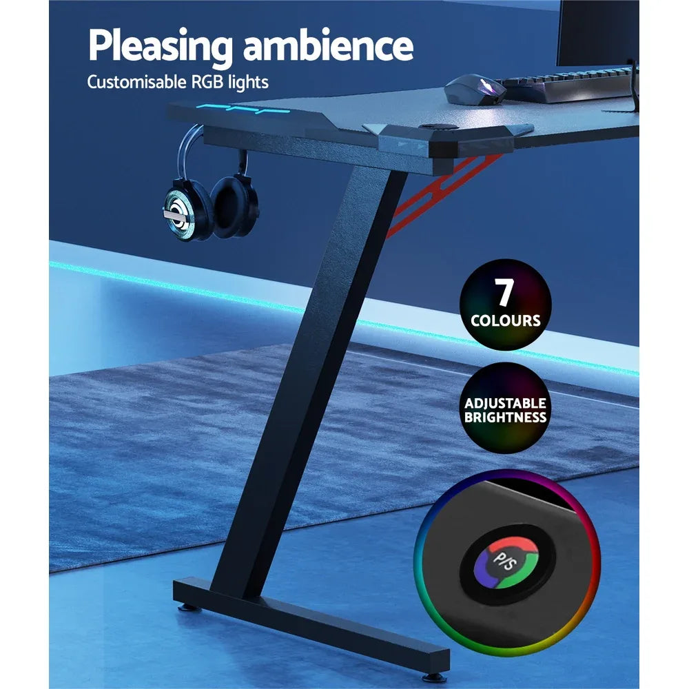 Artiss Gaming Desk Computer Desks LED Light 120CM - Mekamart Australia