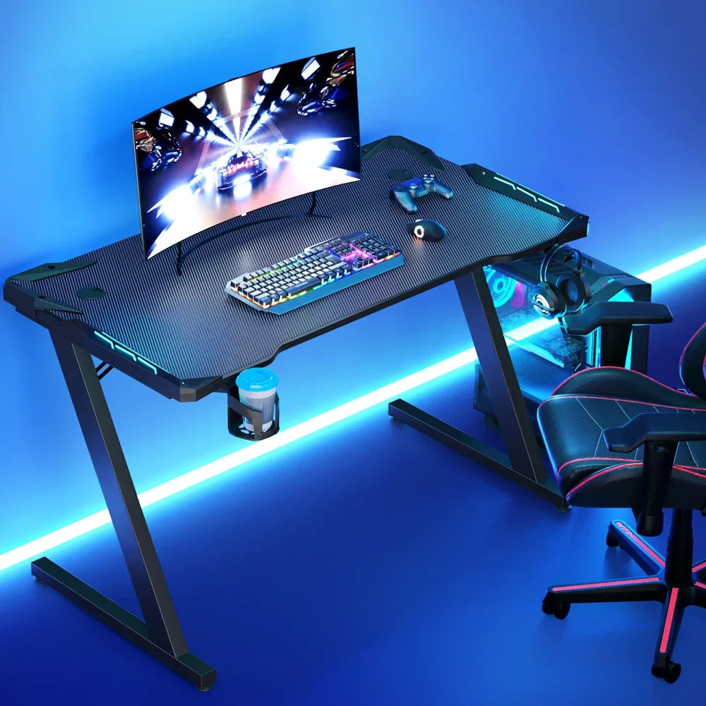 Artiss Gaming Desk Computer Desks LED Light 120CM - Mekamart Australia