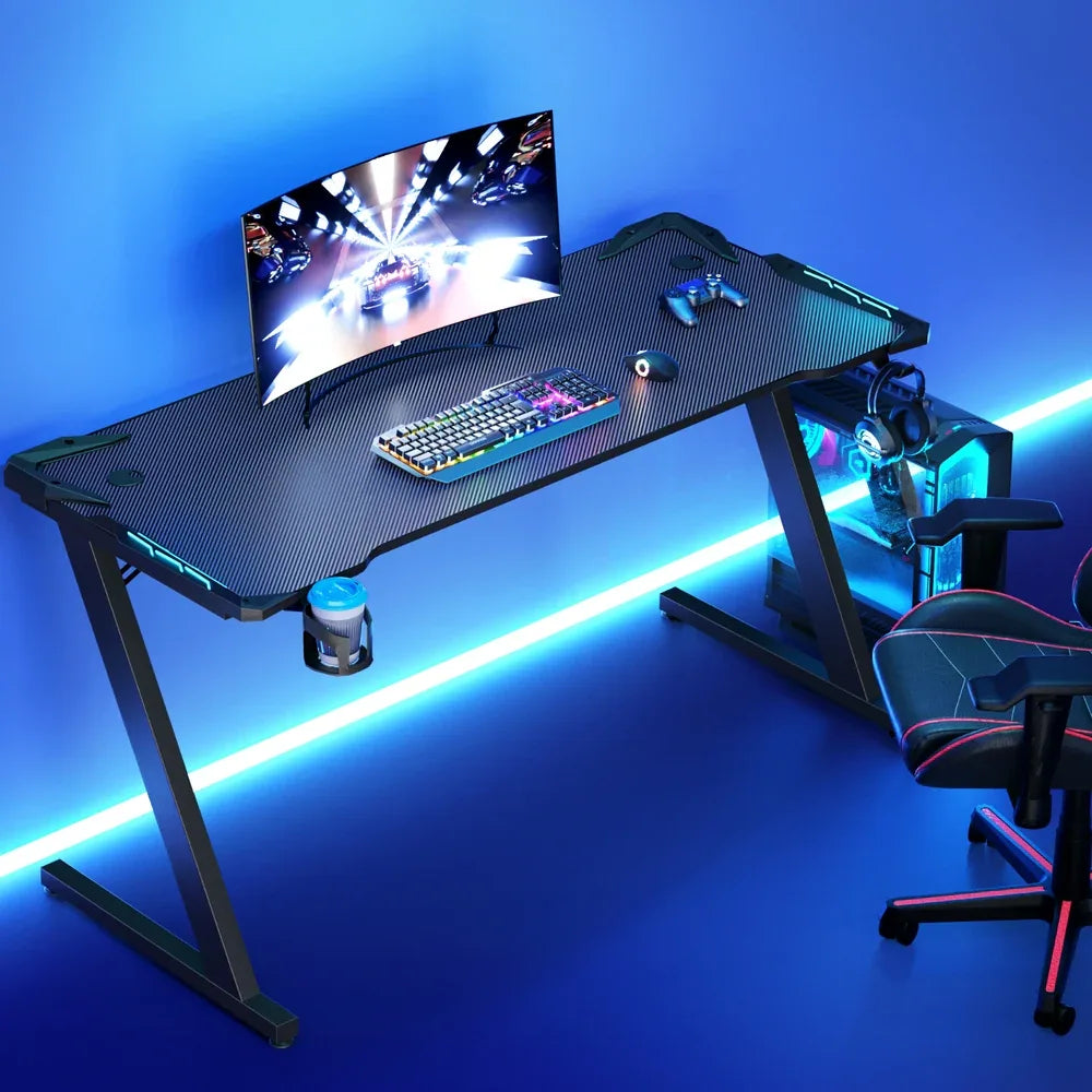 Artiss Gaming Desk Computer Desks LED Light 140CM - Mekamart Australia