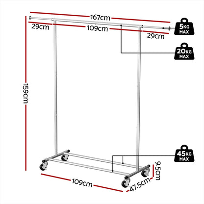 Artiss Clothes Rack Airer Rail Coat Stand Adjustable Hanger - Mekamart Australia