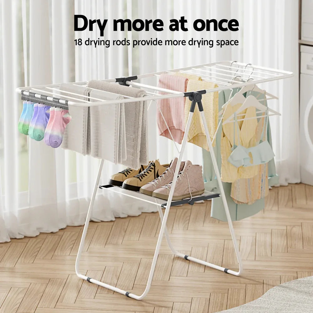 Artiss 2 Tier Clothes Rack Airer Foldable 139CM White - Mekamart Australia