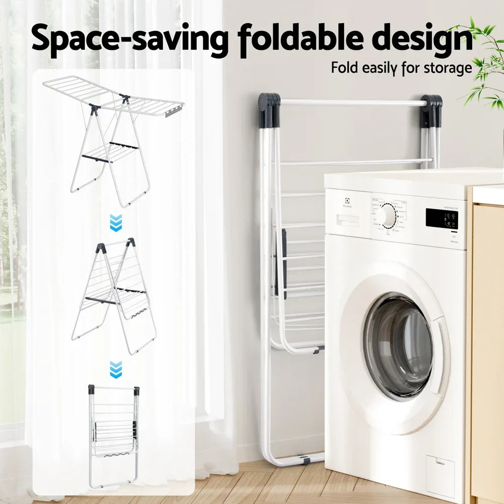 Artiss 2 Tier Clothes Rack Airer Foldable 139CM White - Mekamart Australia