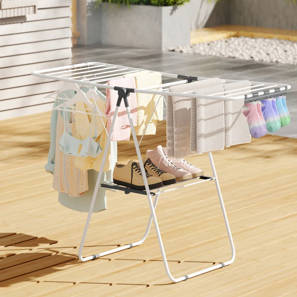 Artiss 2 Tier Clothes Rack Airer Foldable 139CM White - Mekamart Australia