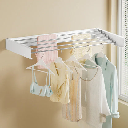 Artiss Clothes Rack Wall Mounted Airer Foldable White - Mekamart Australia