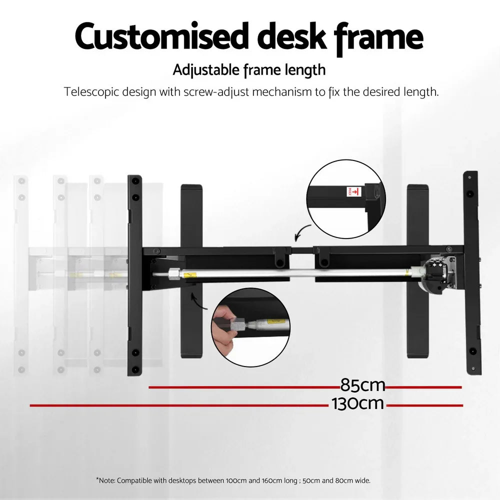 Artiss Electric Standing Desk Frame Only Height Adjustable 70KG Load Black - Mekamart Australia