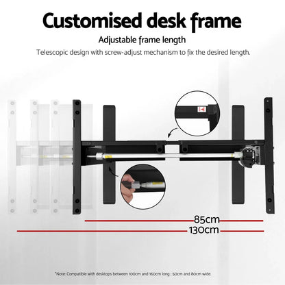 Artiss Electric Standing Desk Frame Only Height Adjustable 70KG Load Black - Mekamart Australia