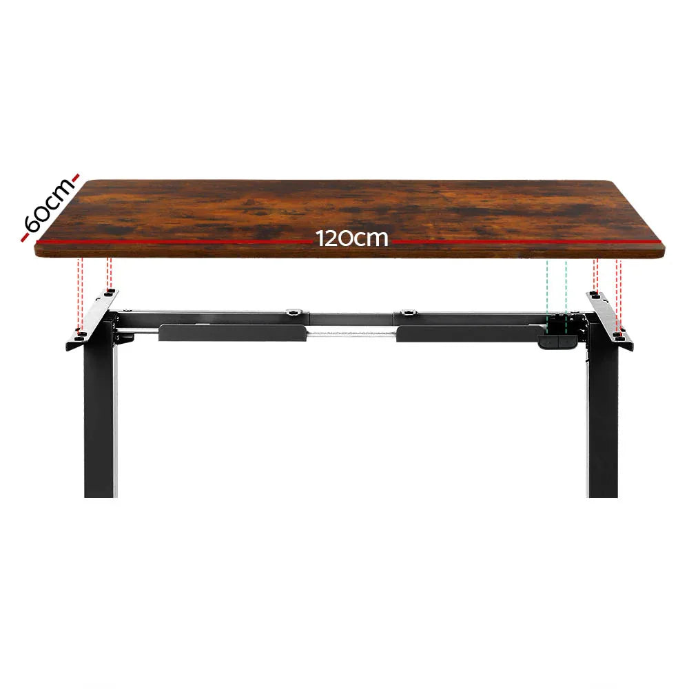 Artiss Standing Desk Motorised Rustic Brown 120CM - Mekamart Australia