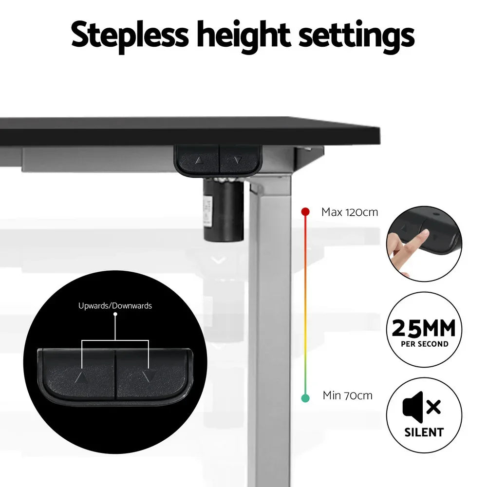 Artiss Electric Standing Desk Frame Only Height Adjustable 70KG Load Grey - Mekamart Australia