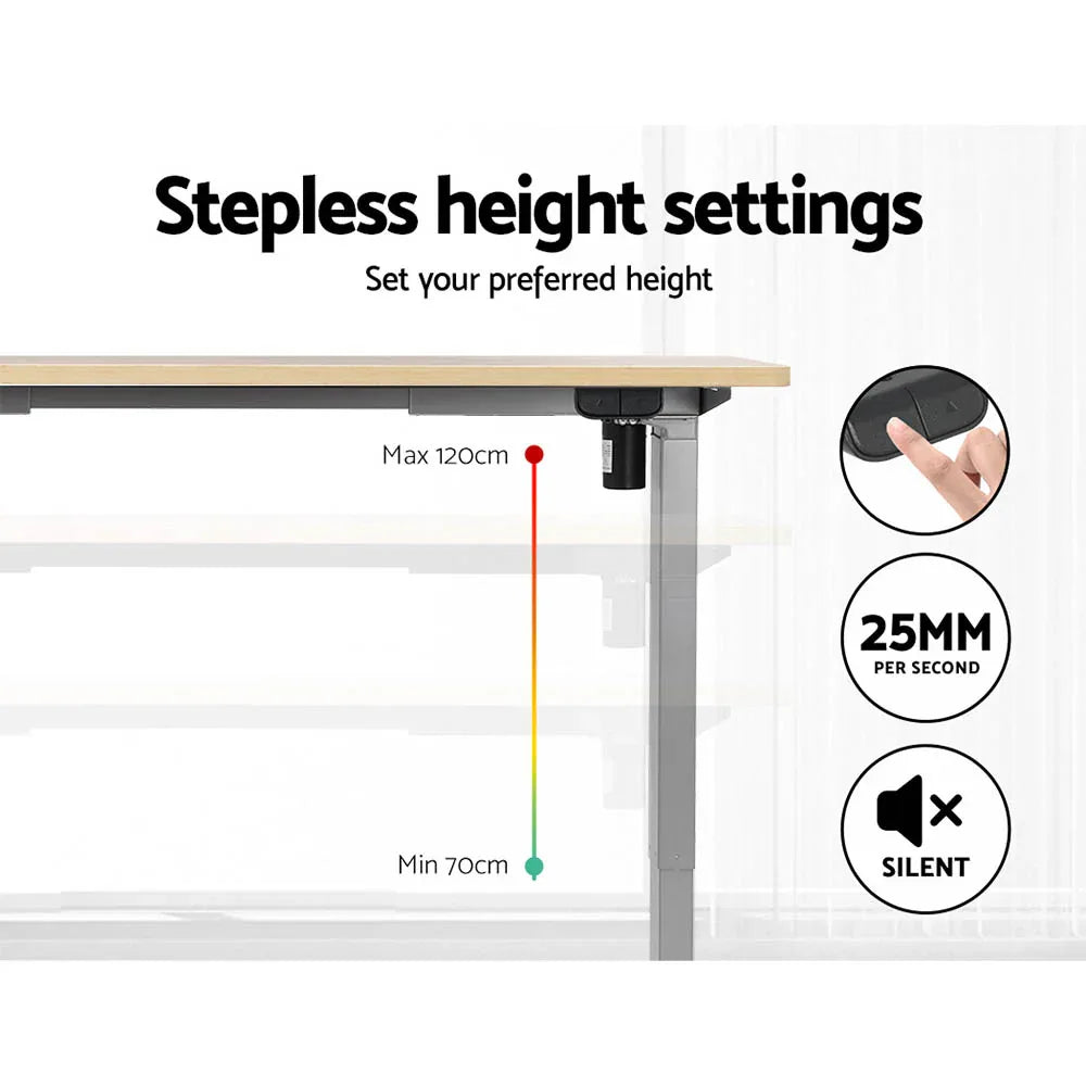 Artiss Standing Desk Motorised 120CM White Oak - Mekamart Australia