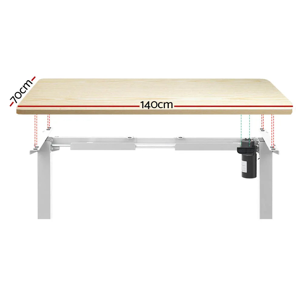 Artiss Standing Desk Motorised Sit Stand Desks White Oak 140CM - Mekamart Australia