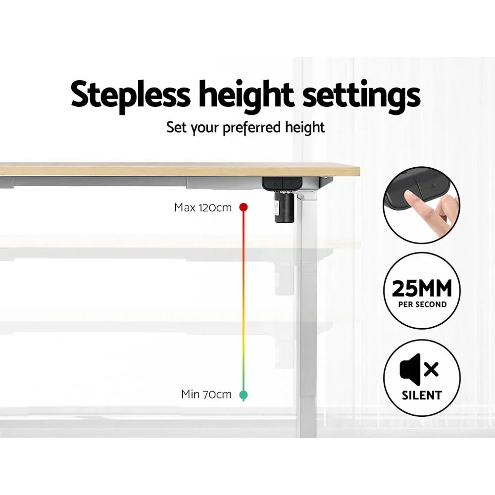 Artiss Standing Desk Motorised Sit Stand Desks White Oak 140CM - Mekamart Australia
