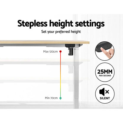 Artiss Standing Desk Motorised Sit Stand Desks White Oak 140CM - Mekamart Australia