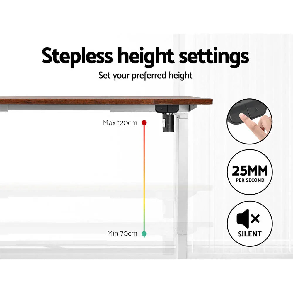 Artiss Standing Desk Motorised Sit Stand Desks Rustic Brown 140CM - Mekamart Australia