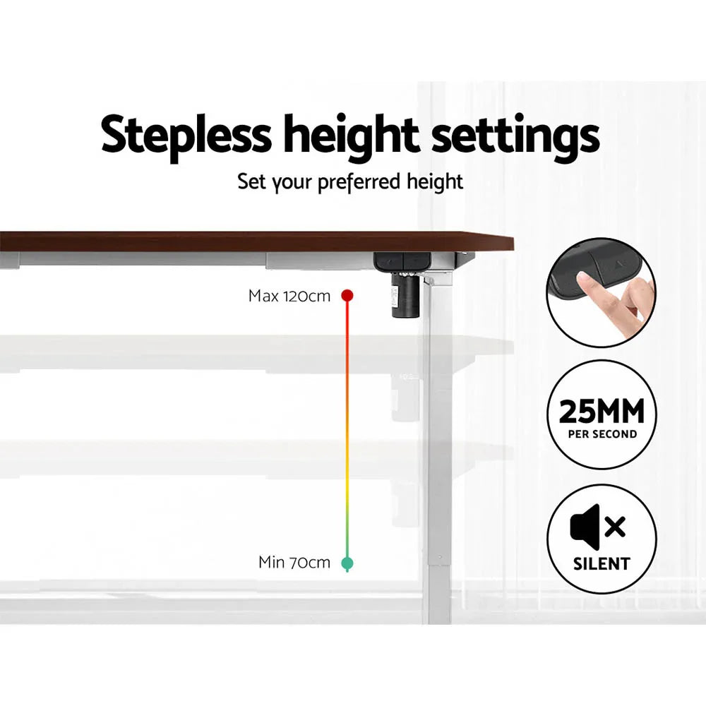 Artiss Standing Desk Motorised Sit Stand Desks Walnut 140CM - Mekamart Australia