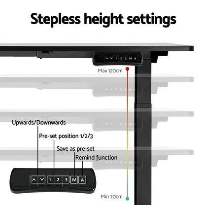 Artiss Standing Desk Frame Only Dual Motor Motorised Black - Mekamart Australia