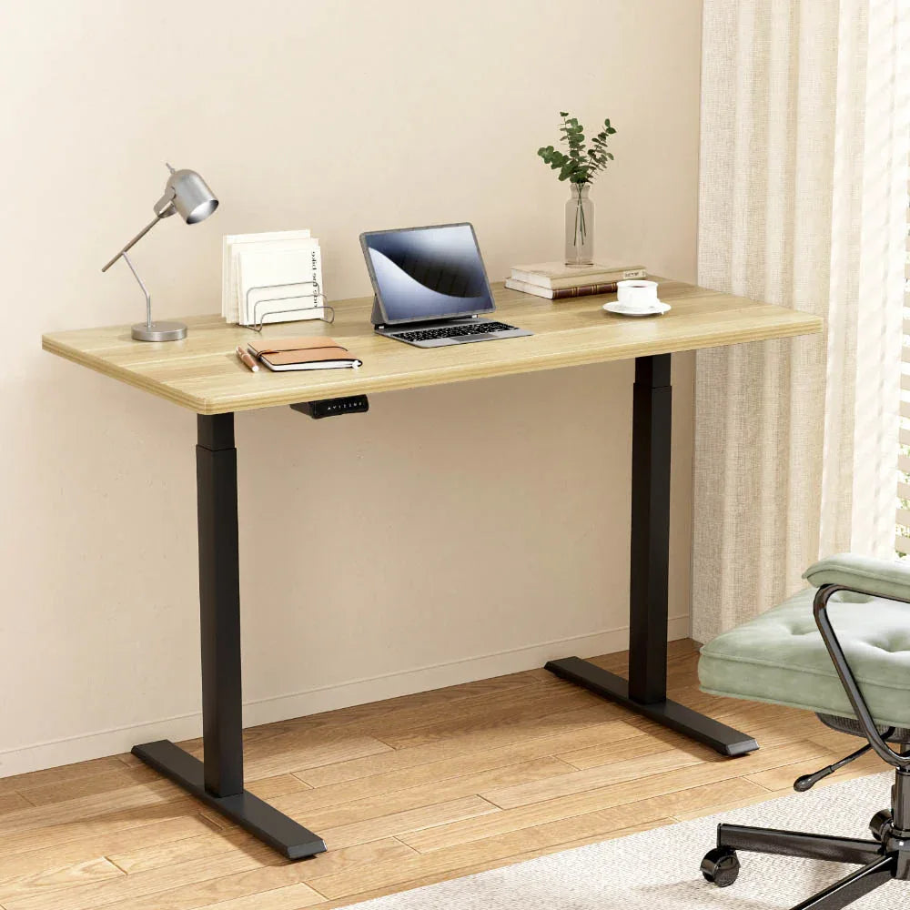 Artiss Standing Desk Motorised Dual Motor Oak 120CM - Mekamart Australia