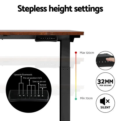 Artiss Standing Desk Motorised Dual Motor Rustic Brwon 140CM - Mekamart Australia