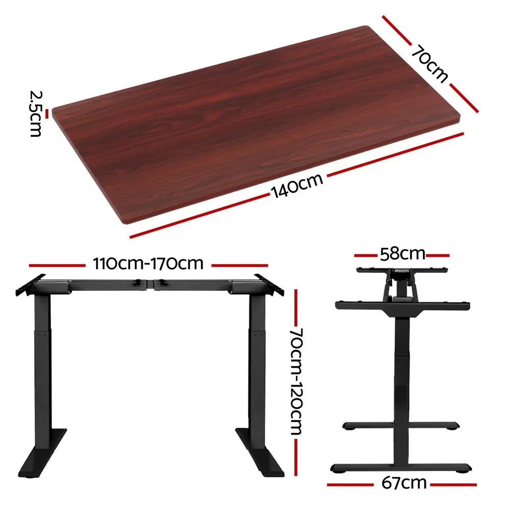 Artiss Standing Desk Motorised Dual Motor Walnut 140CM - Mekamart Australia