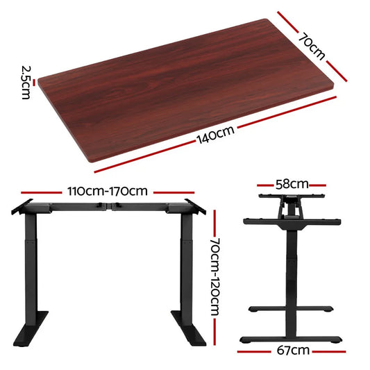 Artiss Standing Desk Motorised Dual Motor Walnut 140CM - Mekamart Australia