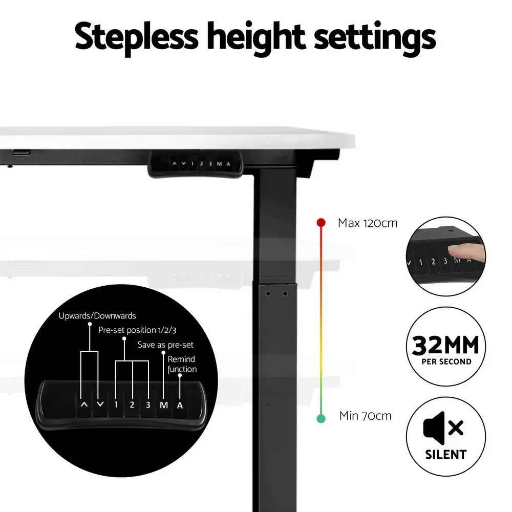 Artiss Standing Desk Motorised Dual Motor White 140CM - Mekamart Australia