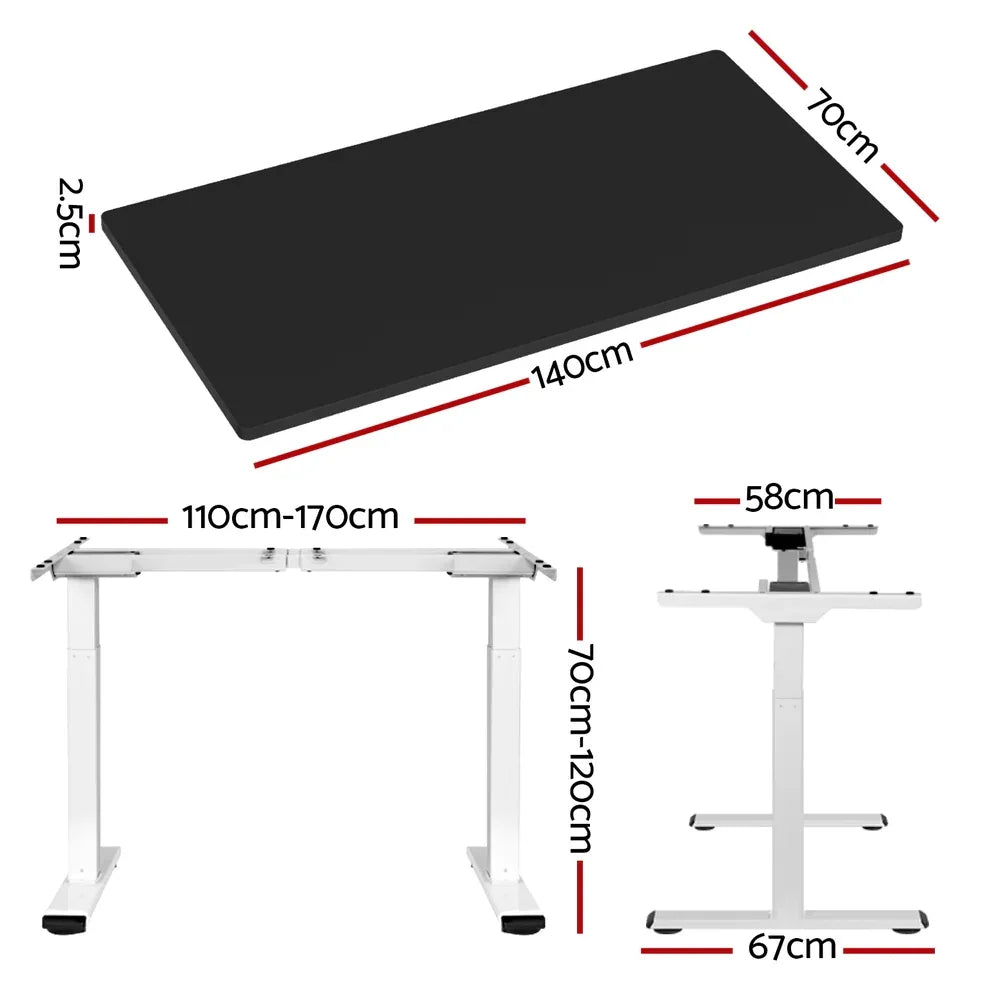 Artiss Standing Desk Motorised Dual Motor 140CM Black - Mekamart Australia