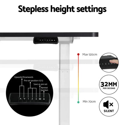 Artiss Standing Desk Motorised Dual Motor 140CM Black - Mekamart Australia
