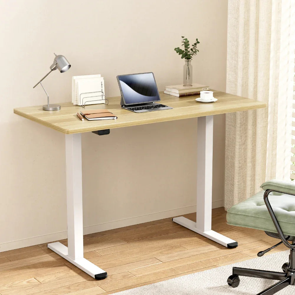 Artiss Standing Desk Motorised Dual Motor 140CM White Oak - Mekamart Australia