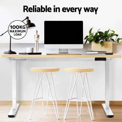 Artiss Standing Desk Motorised Dual Motor 140CM White Oak - Mekamart Australia