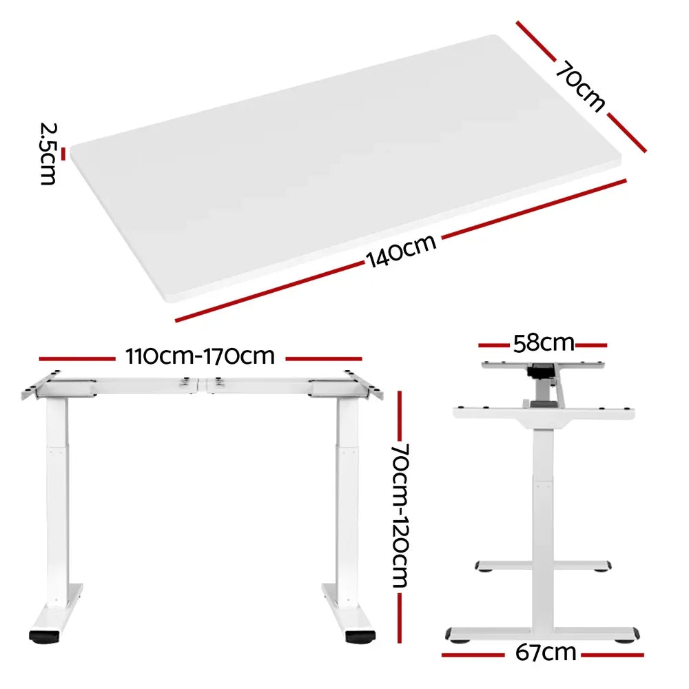 Artiss Standing Desk Motorised Dual Motor 140CM White - Mekamart Australia