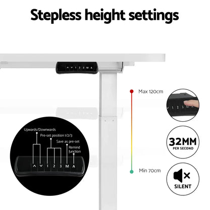 Artiss Standing Desk Motorised Dual Motor 140CM White - Mekamart Australia