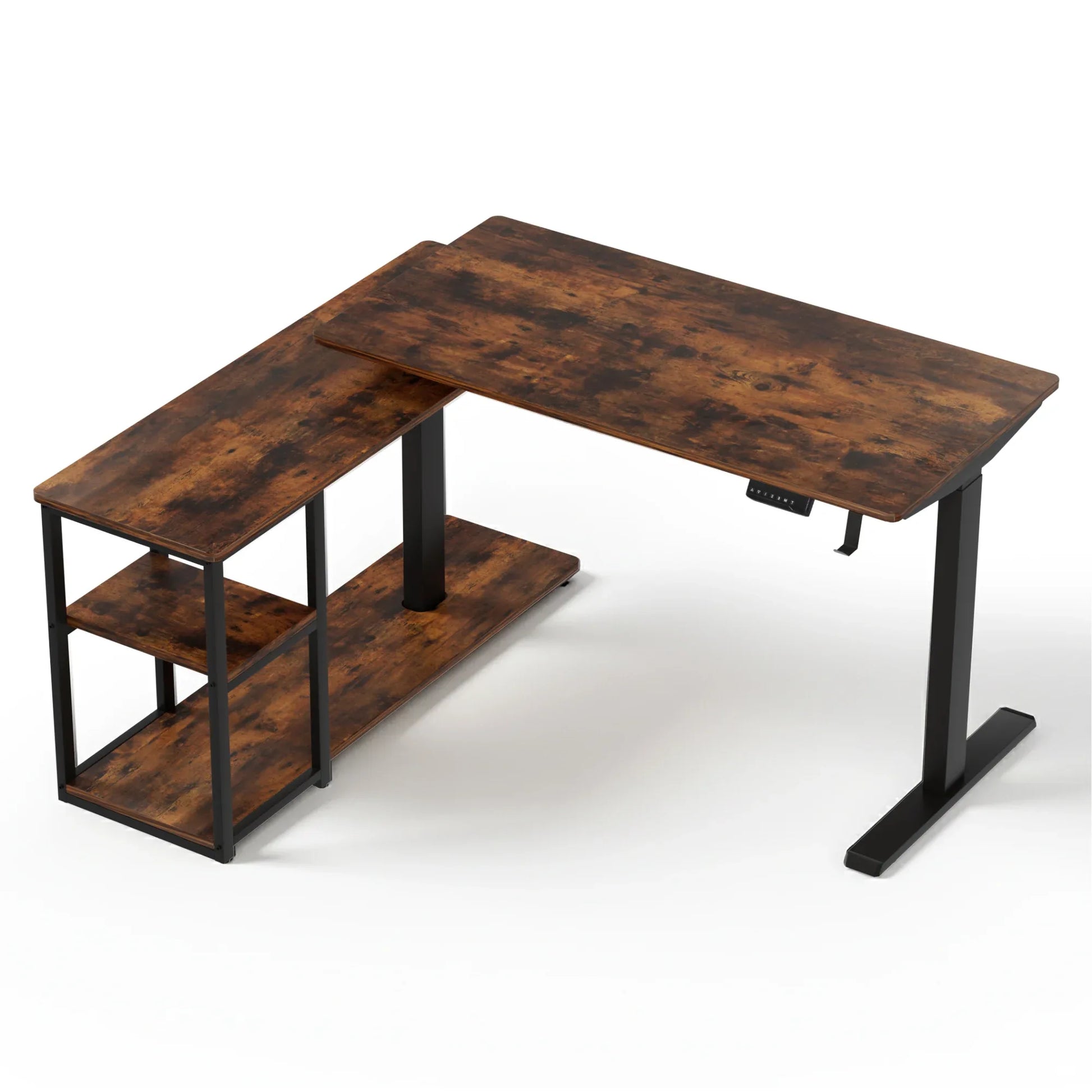 Artiss Electric Standing Desk Adjustable Motorised 120CM L Shaped Rustic Brown - Mekamart Australia