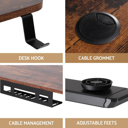 Artiss Electric Standing Desk Adjustable Motorised 120CM L Shaped Rustic Brown - Mekamart Australia