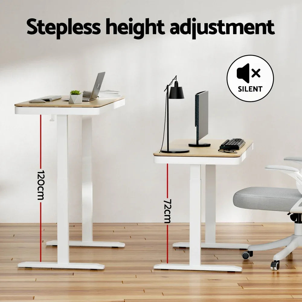 Artiss Standing Desk Motorised Electric Dual Motor Draw 120CM Oak - Mekamart Australia