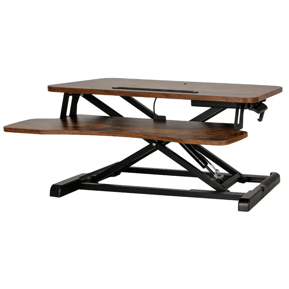 Artiss Standing Desk Riser Height Adjustable Rustic Brown 80CM - Mekamart Australia