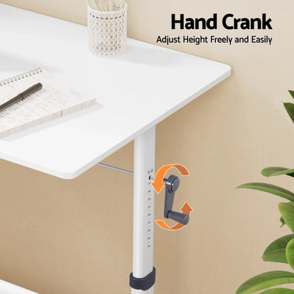 Artiss Manual Standing Desk Height Adjustable Workstation Computer Desks Study 100CM White - Mekamart Australia