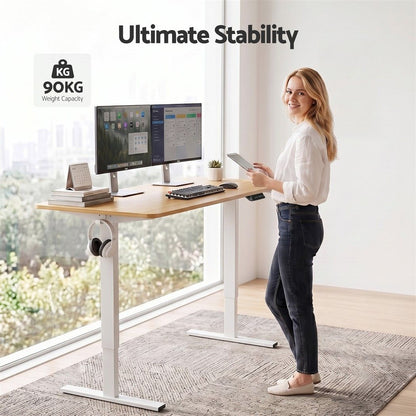Artiss Standing Desk Height Adjustable 140cm Ergonomic Office Desk Oak