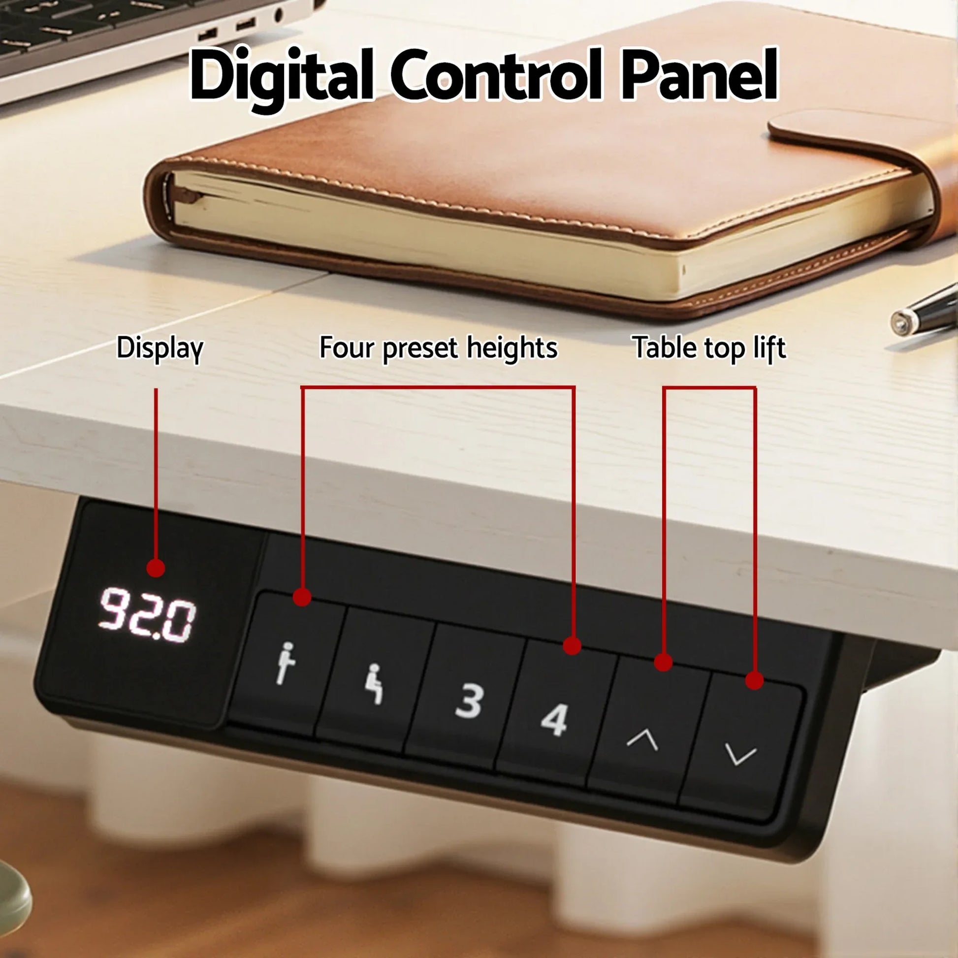 Artiss Electric Standing Desk 140cm Adjustable Height Motorised Home Office Desk Drawer - Mekamart Australia