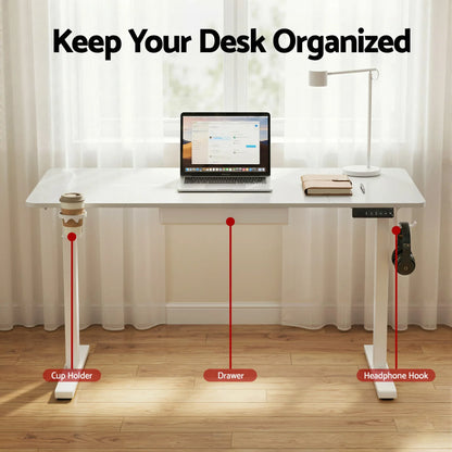 Artiss Electric Standing Desk 140cm Adjustable Height Motorised Home Office Desk Drawer - Mekamart Australia