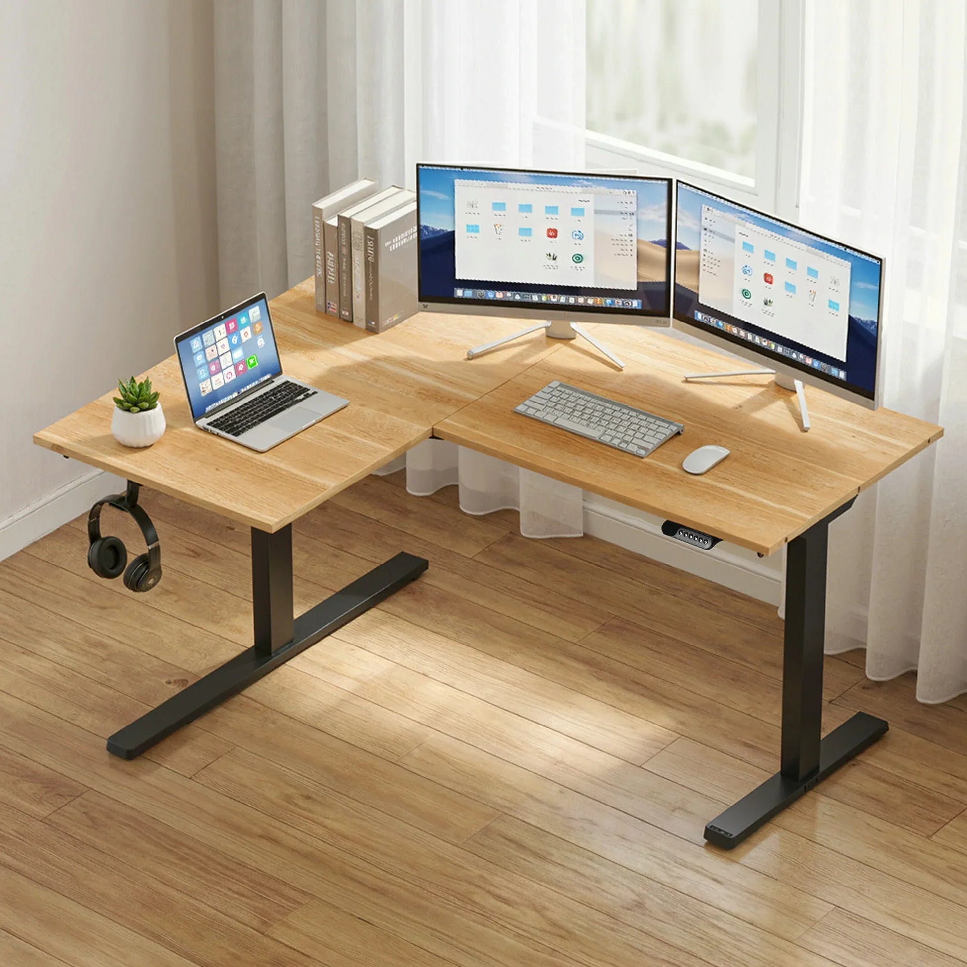 Artiss L-Shape Electric Standing Desk Sit Stand Up Height Adjustable Motorised - Mekamart Australia