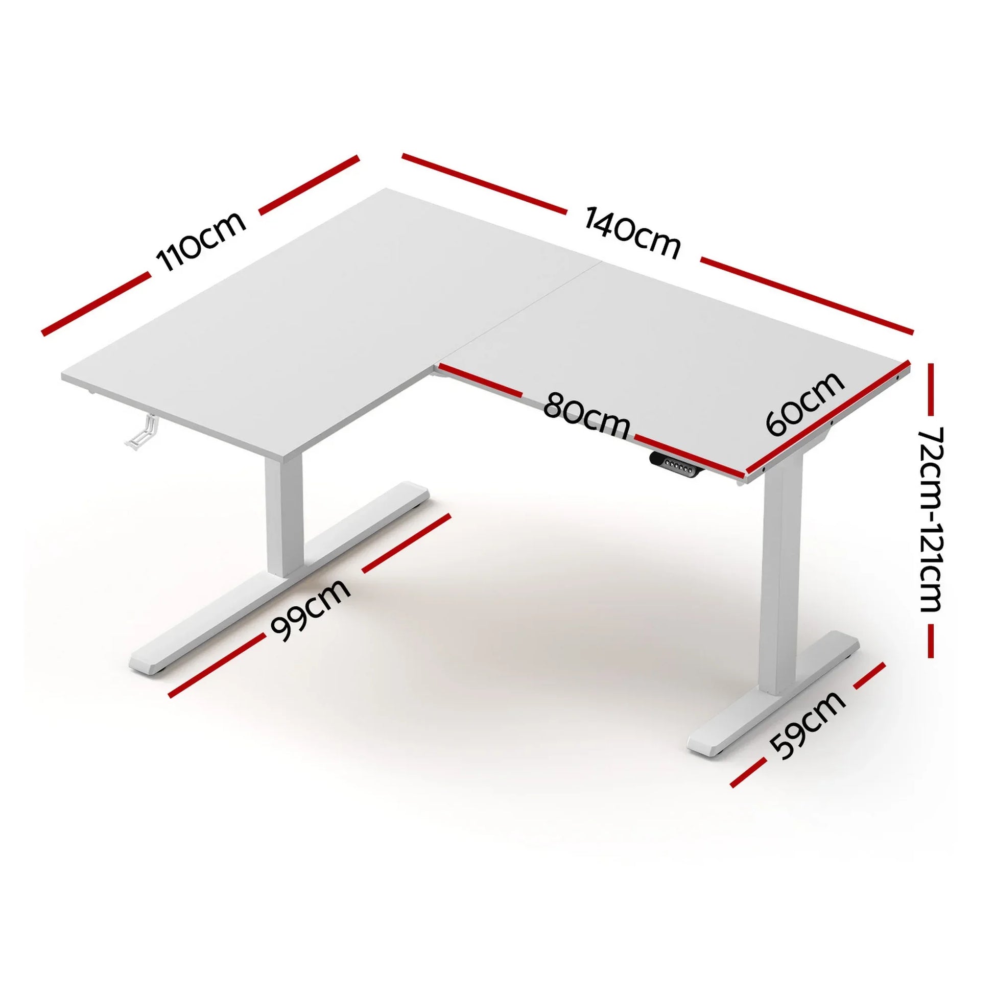 Artiss L-Shape Standing Desk Sit Stand Up Height Adjustable Electric Motorised White - Mekamart Australia
