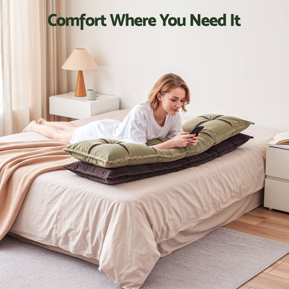 Giselle Bedding Headboard Pillow with Double-Layer Storage Wedge Reading Backrest with Adjustable Filling, Chenille Bed Rest Cushion for Daybed, Dorm, and RV Queen