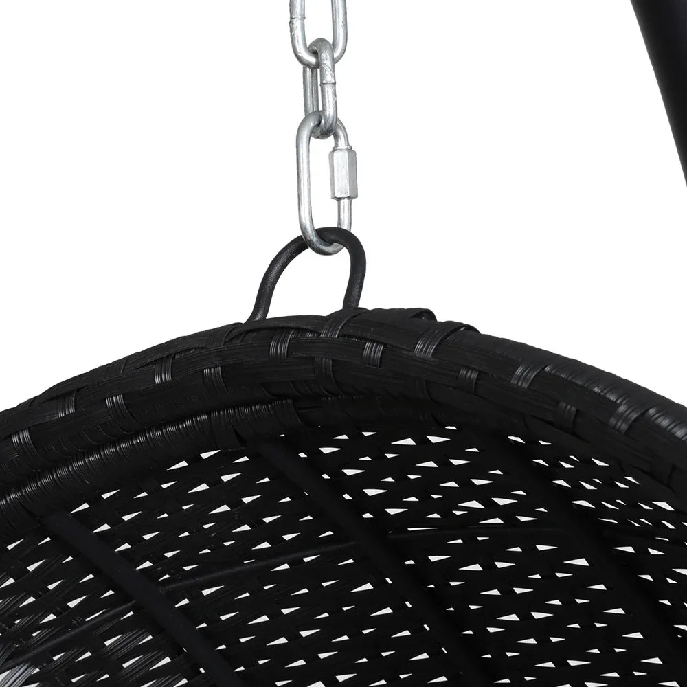 Gardeon Outdoor Egg Swing Chair Wicker Furniture Pod Stand Armrest Black - Mekamart Australia